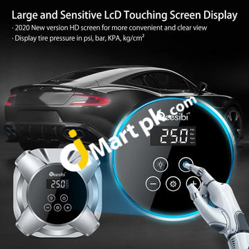 Reesibi Tyre Inflator Touch Screen 12V 150Psi Portable Air Compressor With Lcd Display Led Light 3